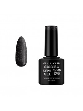 Vernis semi-permanent 1004 Black Glitter 8ml ELIXIR