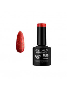 Vernis semi-permanent 1025 Glitter Ferrari 8ml ELIXIR